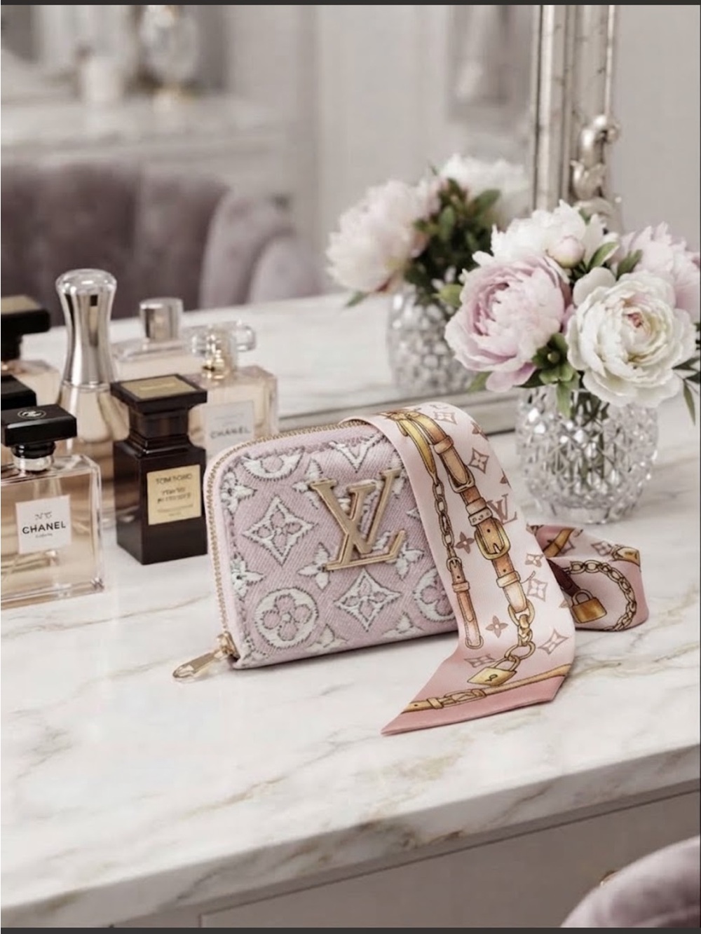 Pink denim Zip Card Holder